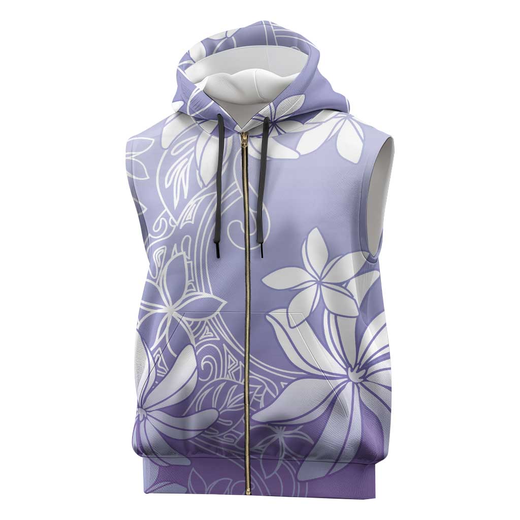 Tiare Tahiti Sleeveless Zip Hoodie Purple Polynesia Motifs - Polynesian Pride