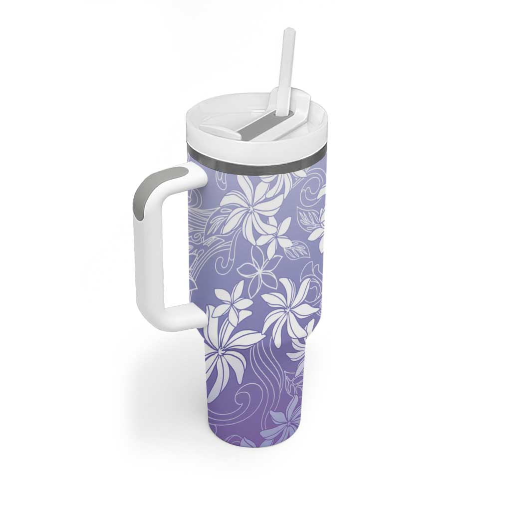 Tiare Tahiti Tumbler With Handle Purple Polynesia Motifs LT05 - Polynesian Pride