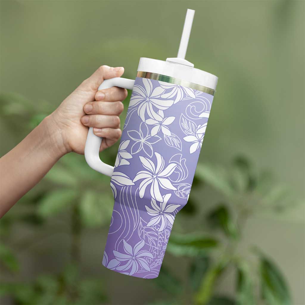 Tiare Tahiti Tumbler With Handle Purple Polynesia Motifs LT05 - Polynesian Pride