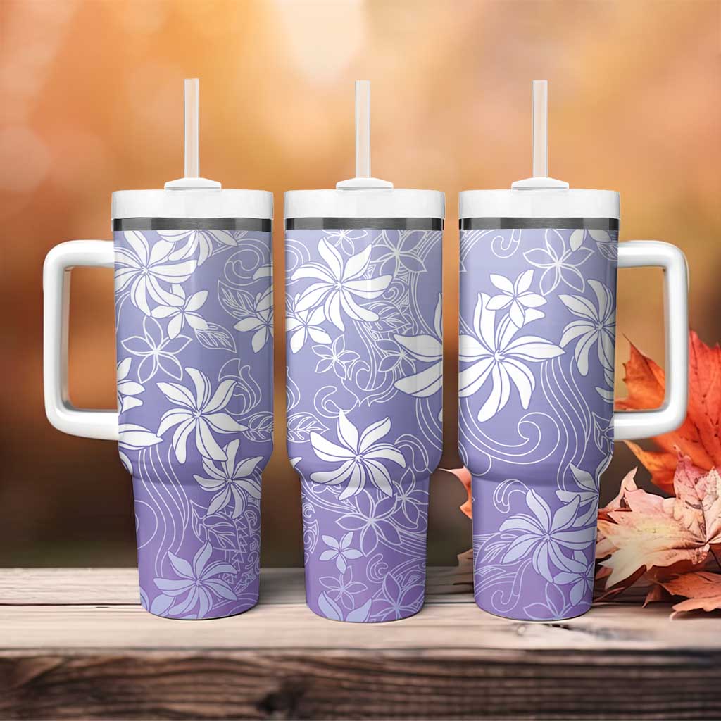 Tiare Tahiti Tumbler With Handle Purple Polynesia Motifs LT05 - Polynesian Pride