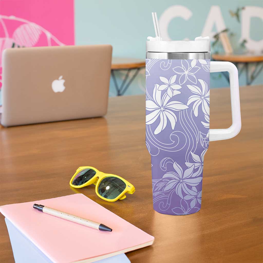 Tiare Tahiti Tumbler With Handle Purple Polynesia Motifs LT05 - Polynesian Pride