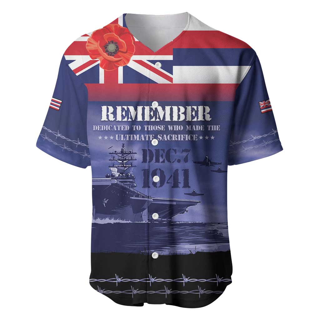 Hawaii Pearl Harbor Remembrance Day Baseball Jersey Flag Style