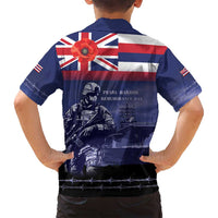 Hawaii Pearl Harbor Remembrance Day Family Matching Long Sleeve Bodycon Dress and Hawaiian Shirt Flag Style
