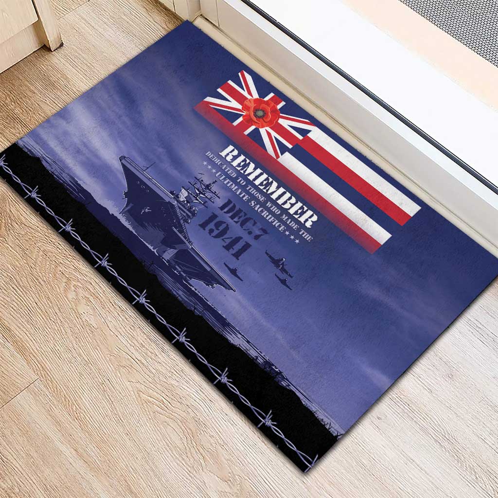 Hawaii Pearl Harbor Remembrance Day Rubber Doormat Flag Style
