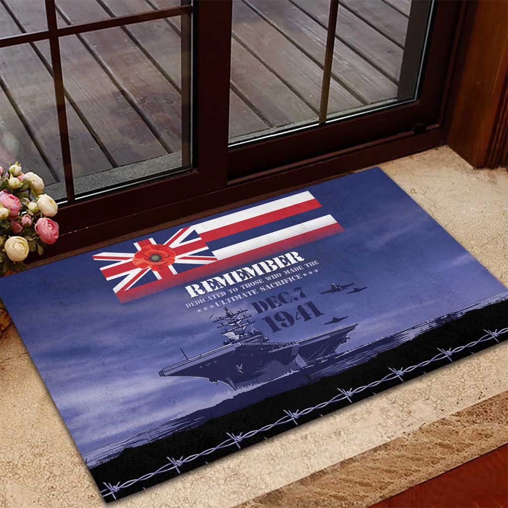 Hawaii Pearl Harbor Remembrance Day Rubber Doormat Flag Style