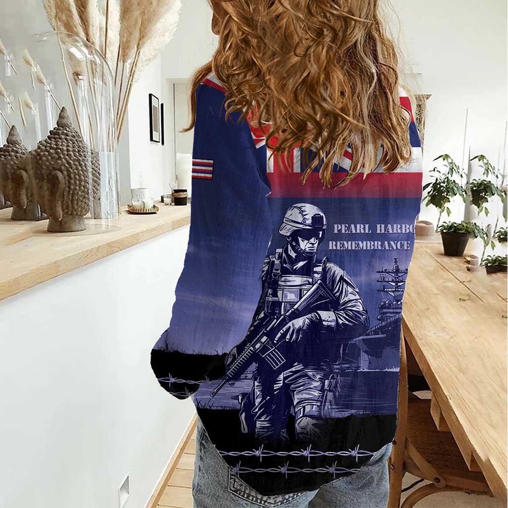 Hawaii Pearl Harbor Remembrance Day Women Casual Shirt Flag Style