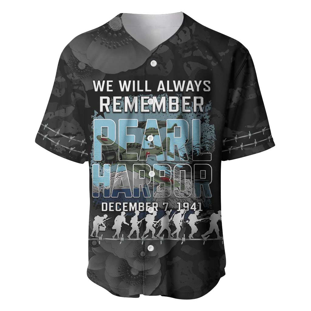 Personalized Pearl Harbor Remembrance Day Baseball Jersey We Will Always Remember LT05 Black - Polynesian Pride