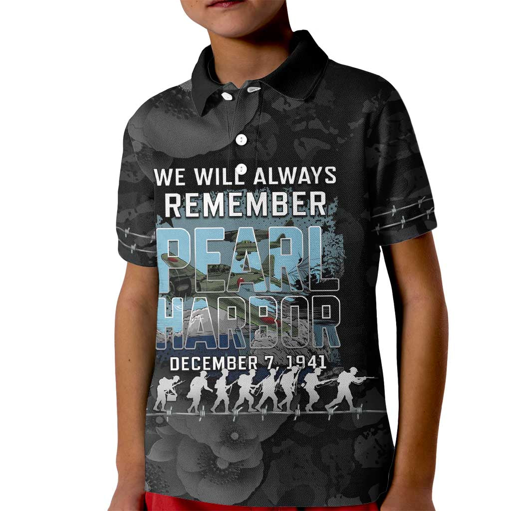 Personalized Pearl Harbor Remembrance Day Kid Polo Shirt We Will Always Remember LT05 Kid Black - Polynesian Pride