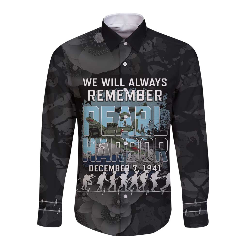 Personalized Pearl Harbor Remembrance Day Long Sleeve Button Shirt We Will Always Remember LT05 Unisex Black - Polynesian Pride