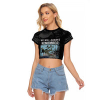 Personalized Pearl Harbor Remembrance Day Raglan Cropped T Shirt We Will Always Remember LT05 Female Black - Polynesian Pride