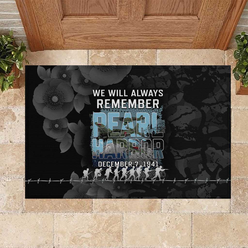 Pearl Harbor Remembrance Day Rubber Doormat We Will Always Remember LT05 Black - Polynesian Pride