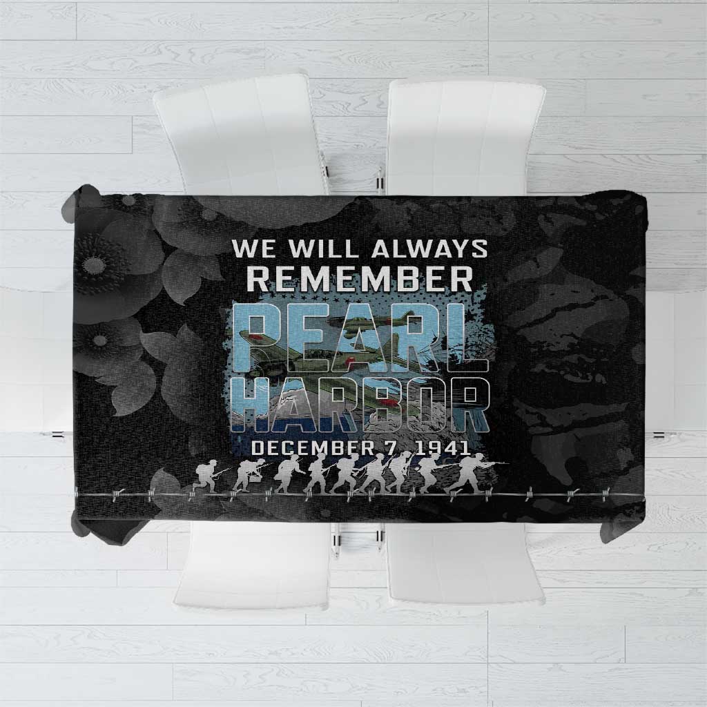 Pearl Harbor Remembrance Day Tablecloth We Will Always Remember LT05 Black - Polynesian Pride