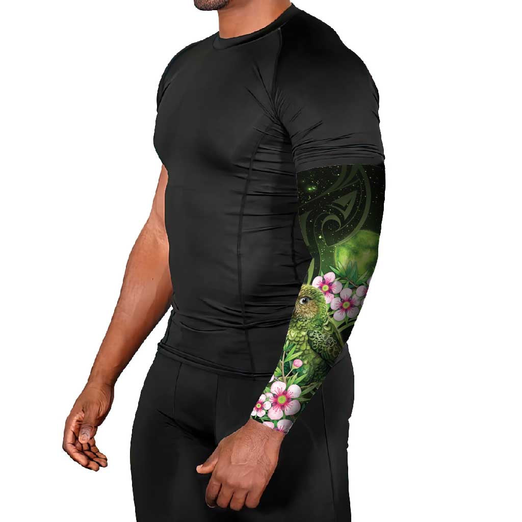New Zealand Aotearoa Kakapo Arm Sleeves Maori Pattern With Manuka Galaxy Style - Polynesian Pride