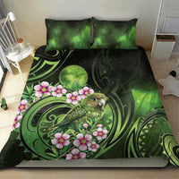 New Zealand Aotearoa Kakapo Bedding Set Maori Pattern With Manuka Galaxy Style - Polynesian Pride