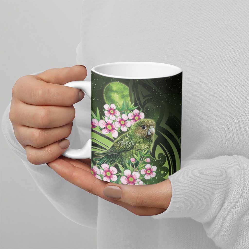 New Zealand Aotearoa Kakapo Ceramic Mug Maori Pattern With Manuka Galaxy Style - Polynesian Pride