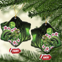 New Zealand Aotearoa Kakapo Ceramic Ornament Maori Pattern With Manuka Galaxy Style - Polynesian Pride