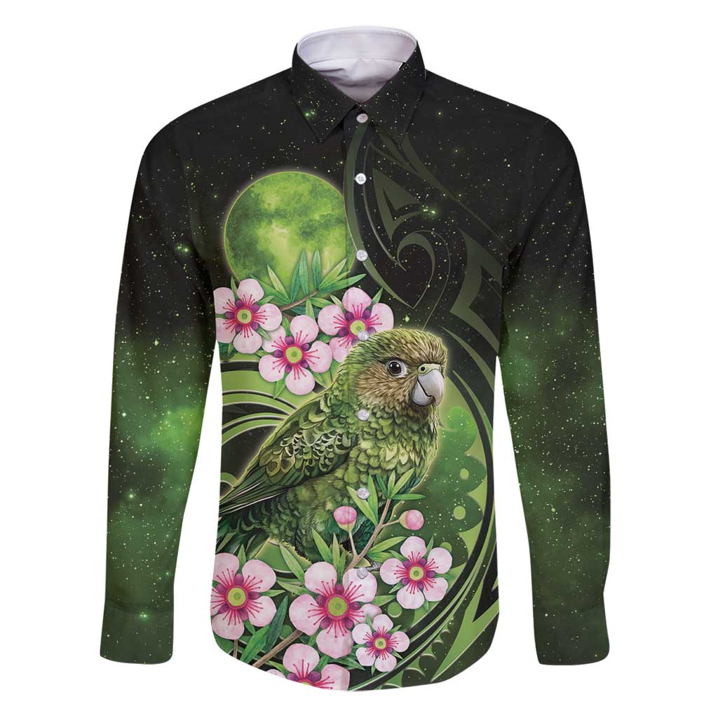 New Zealand Aotearoa Kakapo Family Matching Puletasi and Hawaiian Shirt Maori Pattern With Manuka Galaxy Style - Polynesian Pride