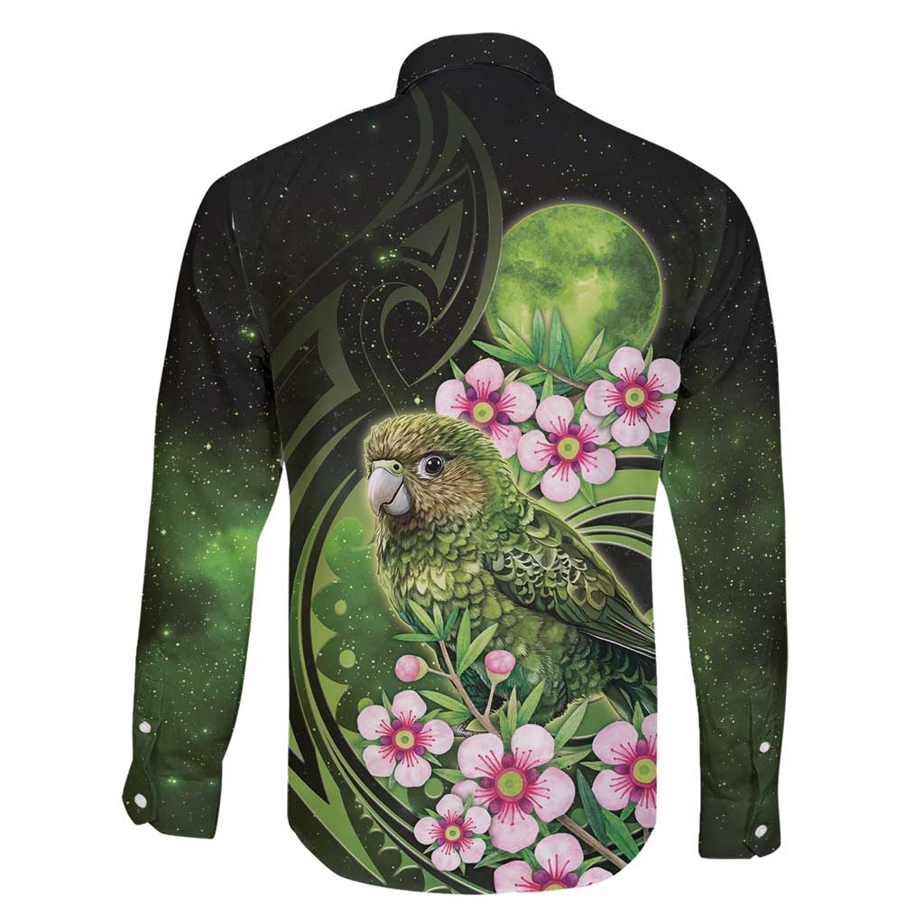 New Zealand Aotearoa Kakapo Family Matching Short Sleeve Bodycon Dress and Hawaiian Shirt Maori Pattern With Manuka Galaxy Style - Polynesian Pride