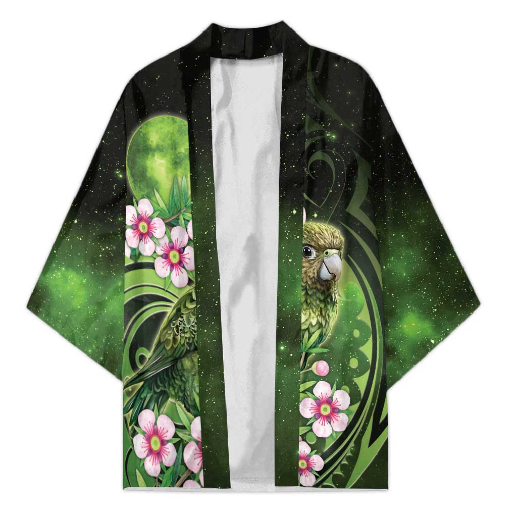 New Zealand Aotearoa Kakapo Kimono Maori Pattern With Manuka Galaxy Style - Polynesian Pride