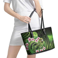 New Zealand Aotearoa Kakapo Leather Tote Bag Maori Pattern With Manuka Galaxy Style - Polynesian Pride