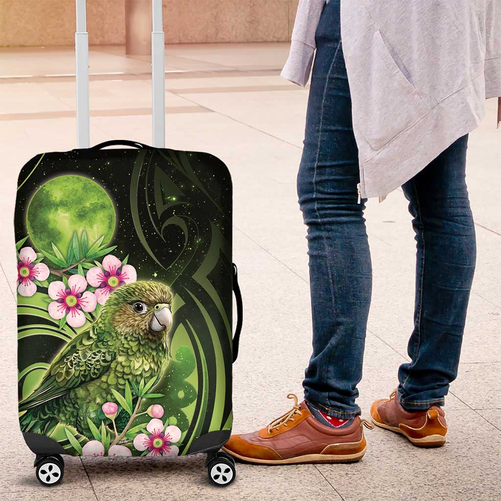 New Zealand Aotearoa Kakapo Luggage Cover Maori Pattern With Manuka Galaxy Style - Polynesian Pride