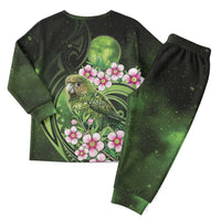 New Zealand Aotearoa Kakapo Christmas Pajama Set Maori Pattern With Manuka Galaxy Style - Polynesian Pride