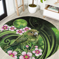 New Zealand Aotearoa Kakapo Round Carpet Maori Pattern With Manuka Galaxy Style - Polynesian Pride