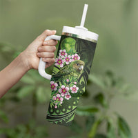 New Zealand Aotearoa Kakapo Tumbler With Handle Maori Pattern With Manuka Galaxy Style - Polynesian Pride
