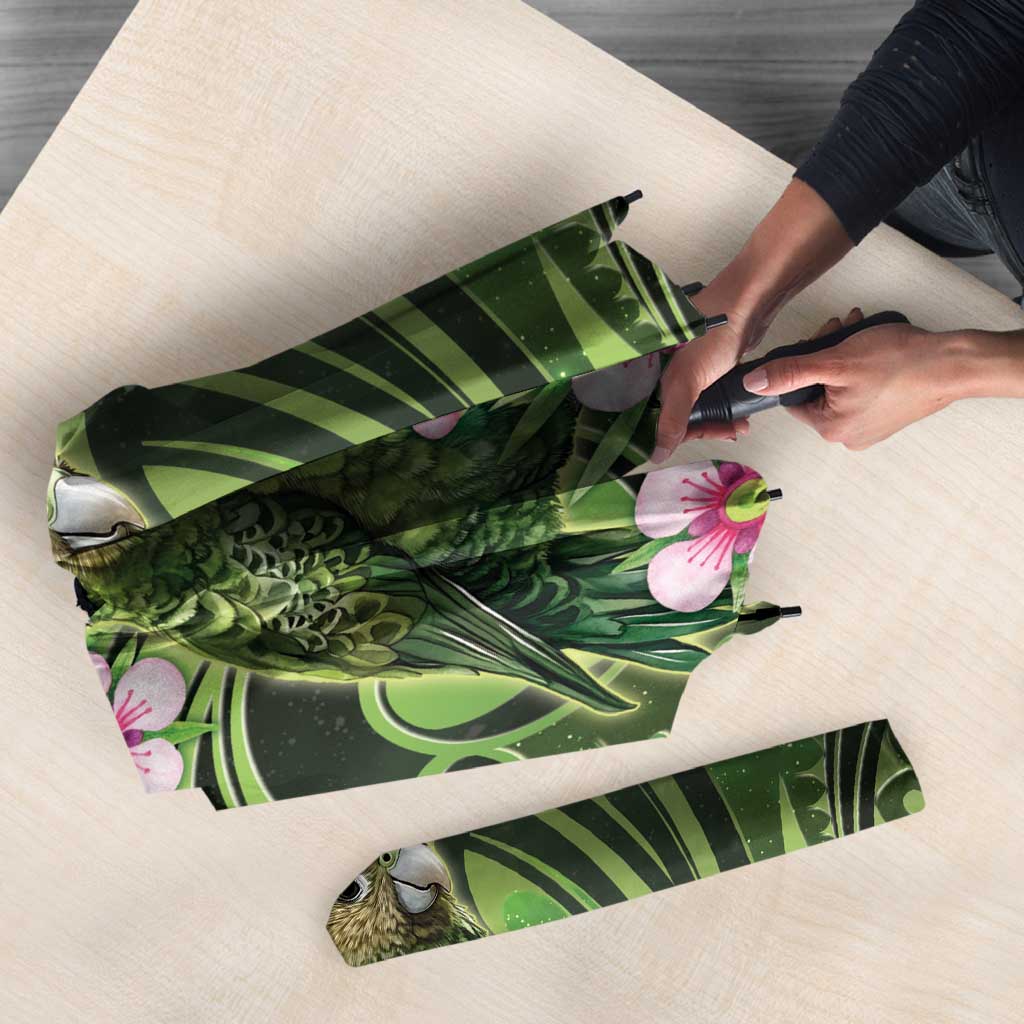 New Zealand Aotearoa Kakapo Umbrella Maori Pattern With Manuka Galaxy Style - Polynesian Pride