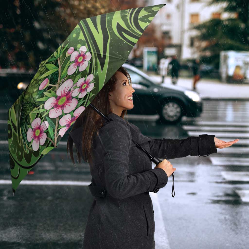 New Zealand Aotearoa Kakapo Umbrella Maori Pattern With Manuka Galaxy Style - Polynesian Pride