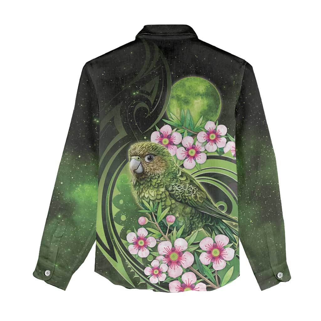 New Zealand Aotearoa Kakapo Women Casual Shirt Maori Pattern With Manuka Galaxy Style - Polynesian Pride