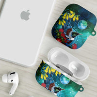 New Zealand Tui Bird AirPods Case Maori Koru With Pohutukawa Galaxy Style - Polynesian Pride