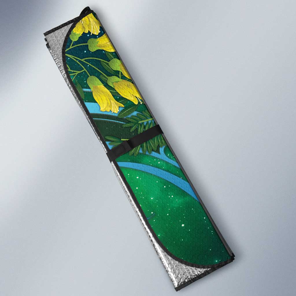 New Zealand Tui Bird Auto Sun Shade Maori Koru With Pohutukawa Galaxy Style - Polynesian Pride