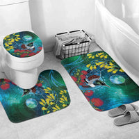 New Zealand Tui Bird Bathroom Set Maori Koru With Pohutukawa Galaxy Style - Polynesian Pride