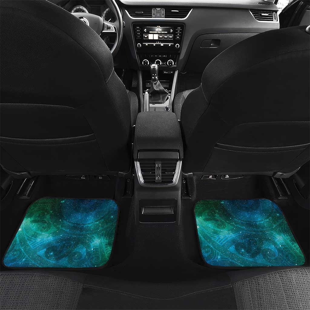 New Zealand Tui Bird Car Mats Maori Koru With Pohutukawa Galaxy Style - Polynesian Pride