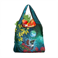 New Zealand Tui Bird Grocery Bag Maori Koru With Pohutukawa Galaxy Style - Polynesian Pride