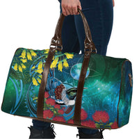 New Zealand Tui Bird Travel Bag Maori Koru With Pohutukawa Galaxy Style - Polynesian Pride
