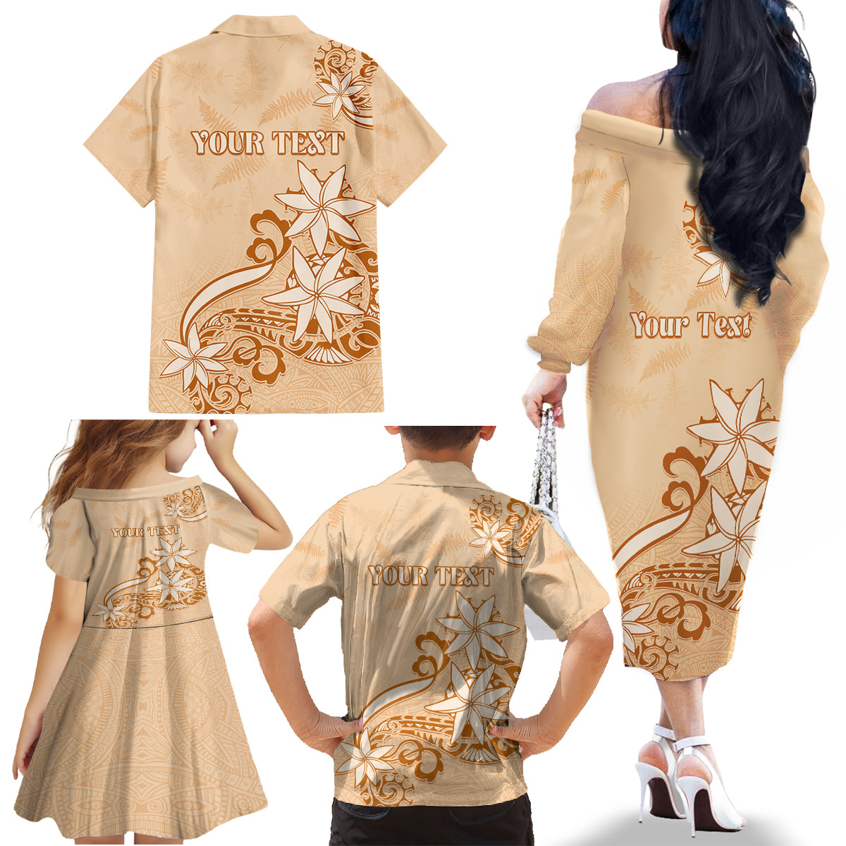 Personalised New Zealand Auckland Folk Festival Family Matching Off Shoulder Long Sleeve Dress and Hawaiian Shirt Vintage Style LT05 - Polynesian Pride