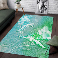 Couple Sea Turtle One Love One Heart Area Rug LT05 Aqua - Polynesian Pride