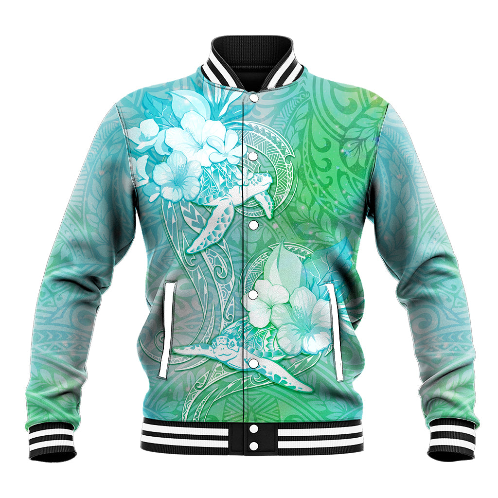 Couple Sea Turtle One Love One Heart Baseball Jacket LT05 Unisex Aqua - Polynesian Pride