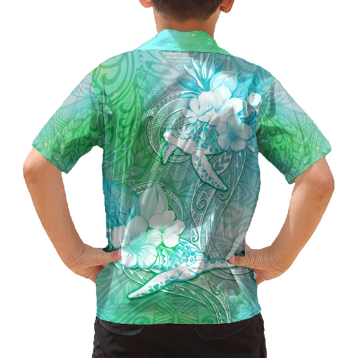 Couple Sea Turtle One Love One Heart Family Matching Tank Maxi Dress and Hawaiian Shirt LT05 - Polynesian Pride