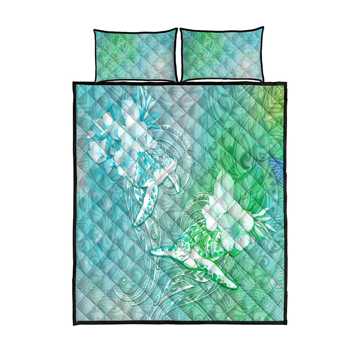 Couple Sea Turtle One Love One Heart Quilt Bed Set LT05 Aqua - Polynesian Pride