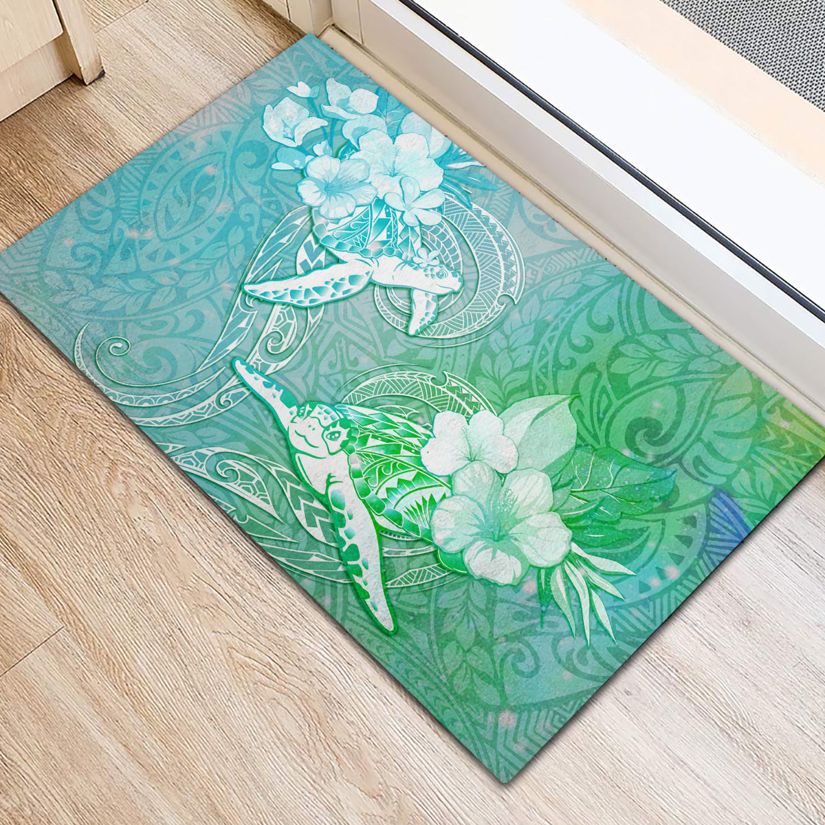 Couple Sea Turtle One Love One Heart Rubber Doormat LT05 - Polynesian Pride