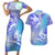 Couple Blue Sea Turtle Heart Love Couples Matching Short Sleeve Bodycon Dress and Hawaiian Shirt LT05 Blue - Polynesian Pride