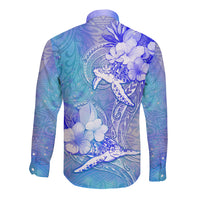 Couple Blue Sea Turtle Heart Love Long Sleeve Button Shirt LT05 - Polynesian Pride