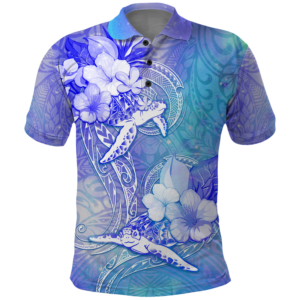 Couple Blue Sea Turtle Heart Love Polo Shirt LT05 Blue - Polynesian Pride