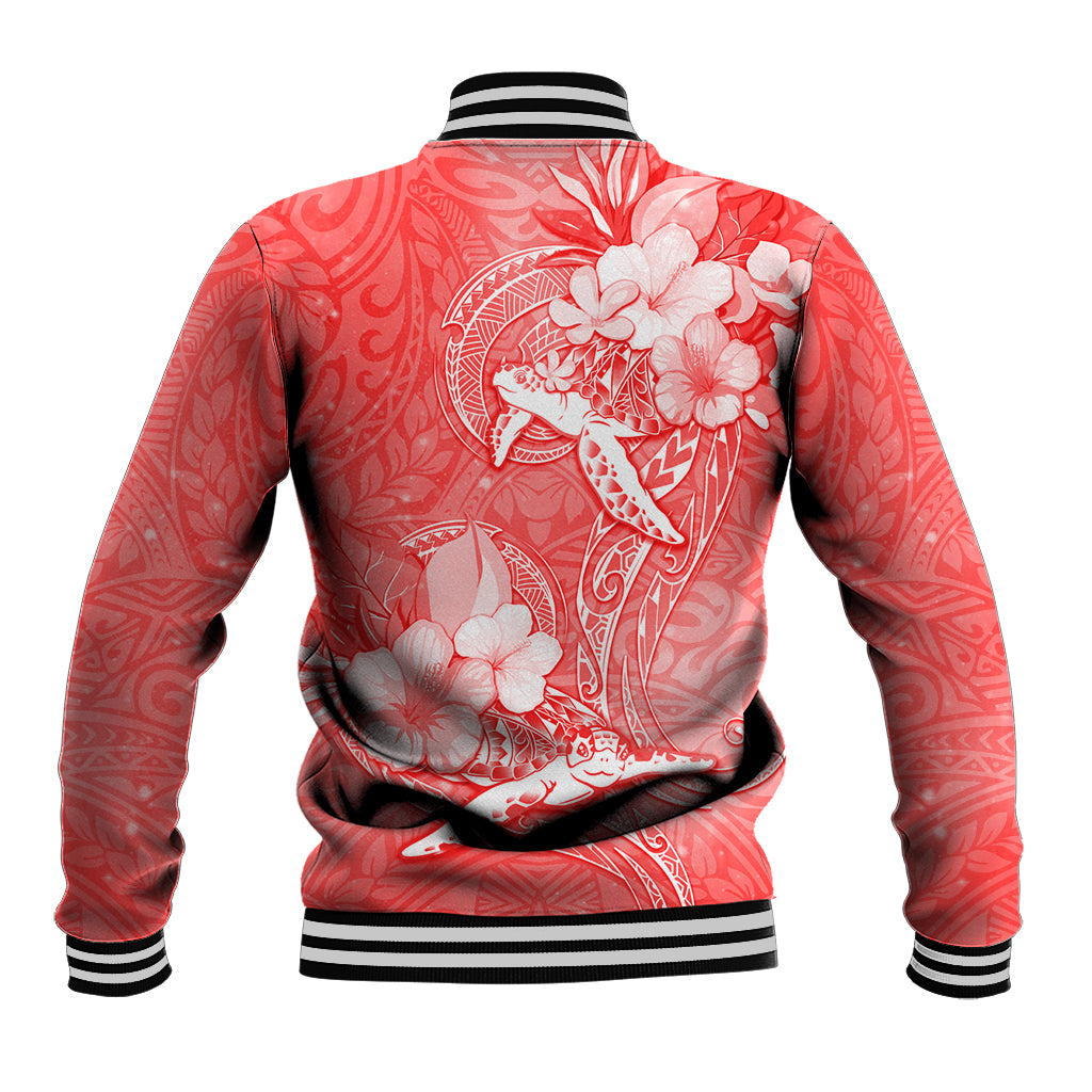 Polynesia Sea Turtle Couple Baseball Jacket Happy Valentine Day Red LT05 - Polynesian Pride