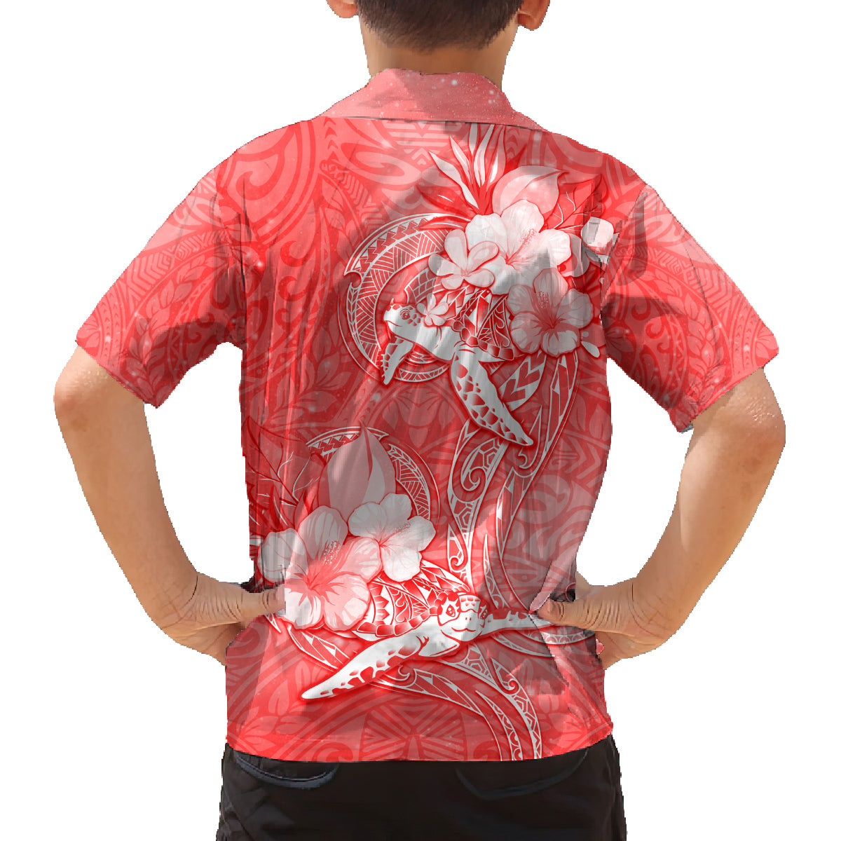 Polynesia Sea Turtle Couple Family Matching Long Sleeve Bodycon Dress and Hawaiian Shirt Happy Valentine Day Red LT05 - Polynesian Pride