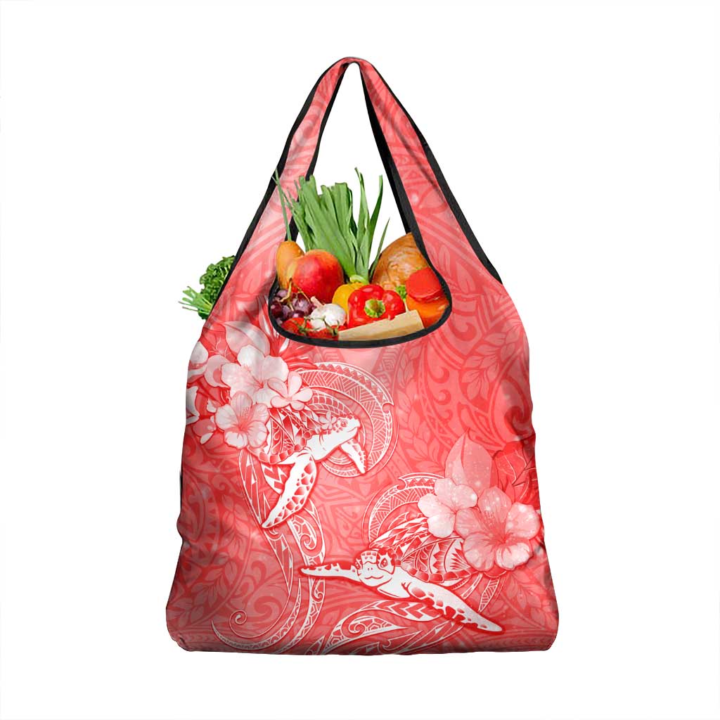 Polynesia Sea Turtle Couple Grocery Bag Happy Valentine Day Red