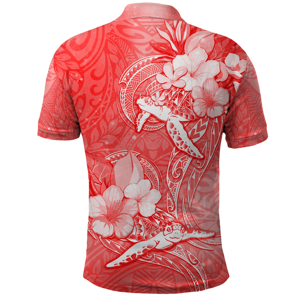Polynesia Sea Turtle Couple Polo Shirt Happy Valentine Day Red LT05 - Polynesian Pride